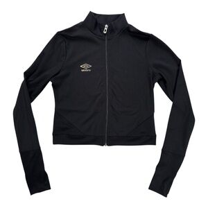 Umbro Women's Sports Black Cropped Full-Zip Track Pilates Performance Jacket M